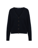 WIDE AWAKE: Navy V-neck cardigan in cable and cob stitches