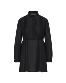 ANALOGY: Black tunic shirt with pleated bib front