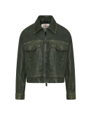 INITIATOR: Oversized vintage-look jacket in washed green nappa leather