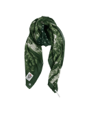 MAGNETIC: Green wool and silk scarf with landscape pattern