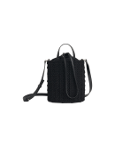 SERENDIPITY: Small black bucket-bag in corded stitched cotton