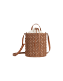 SERENDIPITY: Small tan bucket-bag in corded stitched cotton