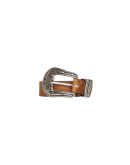 HOOKED ON: Tan 'Western‘ belt with engraved silver buckle and details