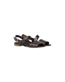 PIVOT: Brown sandals with "snakeskin" and metallic straps
