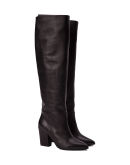 ZEALOUS: Brown knee high boots with stacked heel