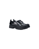 SCARPE: Black commando shoe in patent and rubber