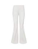 STANDBY: Flat front flared pant in ivory stretch jersey
