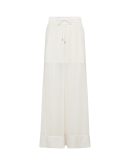 FLATTER: Palazzo pants in ivory tech georgette