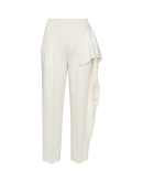 CASCADE: Elfenbeinfarbene Couture-Hose mit Volant an der Seite
