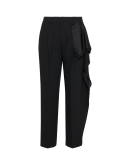CASCADE: Black tailored pant with drape on the hip