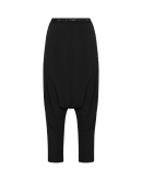 SKIRMISH: Sarouel-style pants in black tech satin