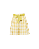 MODERATE: Wide leg shorts in ivory and yellow oversize check