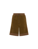 NIMBLE: Shorts A-gender in velluto tecnico a coste color kaki