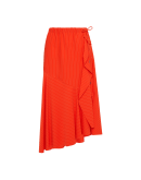 ASYMMETRY: Pull on skirt in orange pinstripe Sensitive® with side ruffle