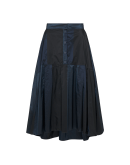 MEMORY: Navy taffeta skirt with hip basque and pleats