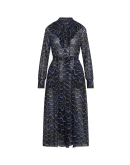 WELL DONE: Shirtwaist dress in "blue wave" print tech georgette