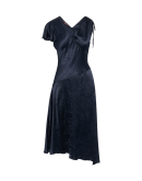 PIROUETTE: Asymmetrisches Kleid aus Funktionssatin mit gekreppter Oberfläche