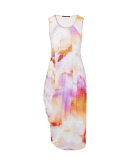 VOLTA: Sleeveless dress in tech tulle with Macro floral print