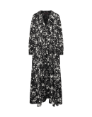 TRANSCEND: Maxi abito con abito vita impero in raso stampato