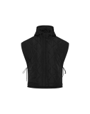 ON THE BRINK: Black tabard-style gilet in quilted nylon