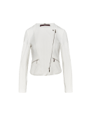 GLARE: Ivory jacquard tech-jersey jacket with biker details