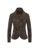 CONQUEST: Mud funnel collar jacket with floral flocked print