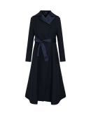 ANONYMITY: Navy redingote-style overcoat