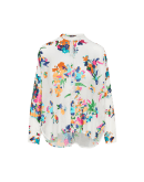 NICETY: Camicia in chiffon avorio con stampa burn-out multicolore