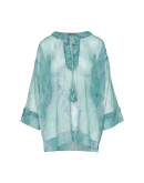 PLEDGE: Camicia-caftano di chiffon tecnico color acqua e verde