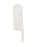 TWILIGHT: Ivory sleeveless tunic shirt with asymmetric hem