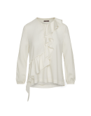 FLUTTER: Collarless shirt with waterfall drape