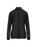 VERIFY: Black georgette shirt with diagonal pin-tucks