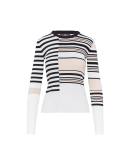 AWARE: Skinny sweater in ivory black and beige rayon rib knit