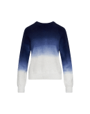 MAGNIFY: Crewneck sweater in navy and ivory ombré shaded tech knit