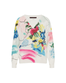 VISUAL: Ivory V-neck sweater with a multicoloured floral