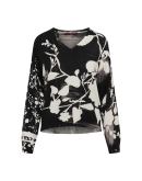 REVERB: V-neck sweater with black and white floral print