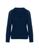 PATIENCE: Crewneck sweater in cob and pointelle stitch