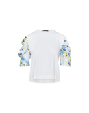 GLANCE: Ivory short sleeve top with printed sleeves