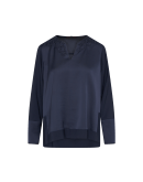 MODERATION: Tunic shirt in navy satin crêpe