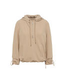 WHEREVER: Beige zip front hoodie sweatshirt