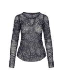 RISQUE: Tech mesh top with ruched sleeves