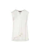 REPLY: Ivory sleeveless top with embroidered neckline