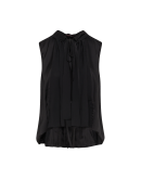 GLAMOUR: Black sleeveless top with tassel-tie collar