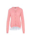 ENSEMBLE: Cardigan in maglia rosa con pannello in cotone