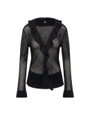 MATCHMAKE: Black cardigan in semi-sheer technical mesh and jersey