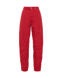 RENEWED: Red cotton and linen pants with diagonal leg seams