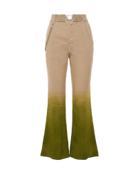 SCAMPER: Flared pants with green dyed hem