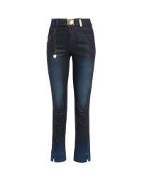 AT PACE: Slim fit leather effect jeans with dart at the knee