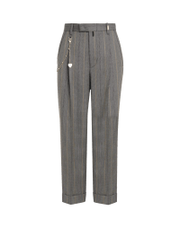 RATIONALE: Pantaloni stile uomo con rigatura grigia e cammello