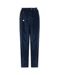 WANDERING: Wide cut, tapered leg pant with button-thru front